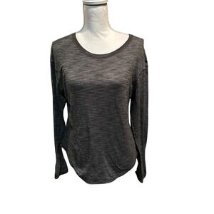Lululemon On the Run Long Sleeve Top Heathered Grey/Black‎ Women's Size 6
